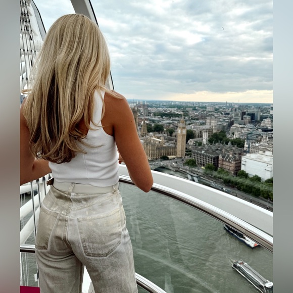 Zara White & Gold iridescent Jeans - Picture 2 of 8